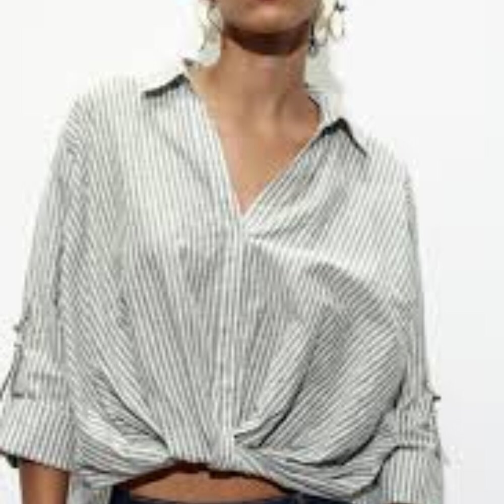 Knotted Linen Blend ZARA Shirt